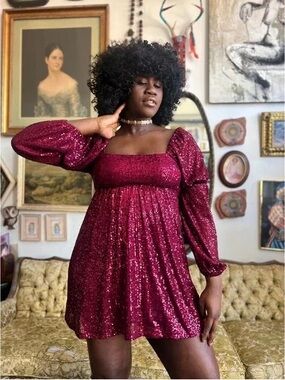 Altar’d state maroon sequin dress large nwt